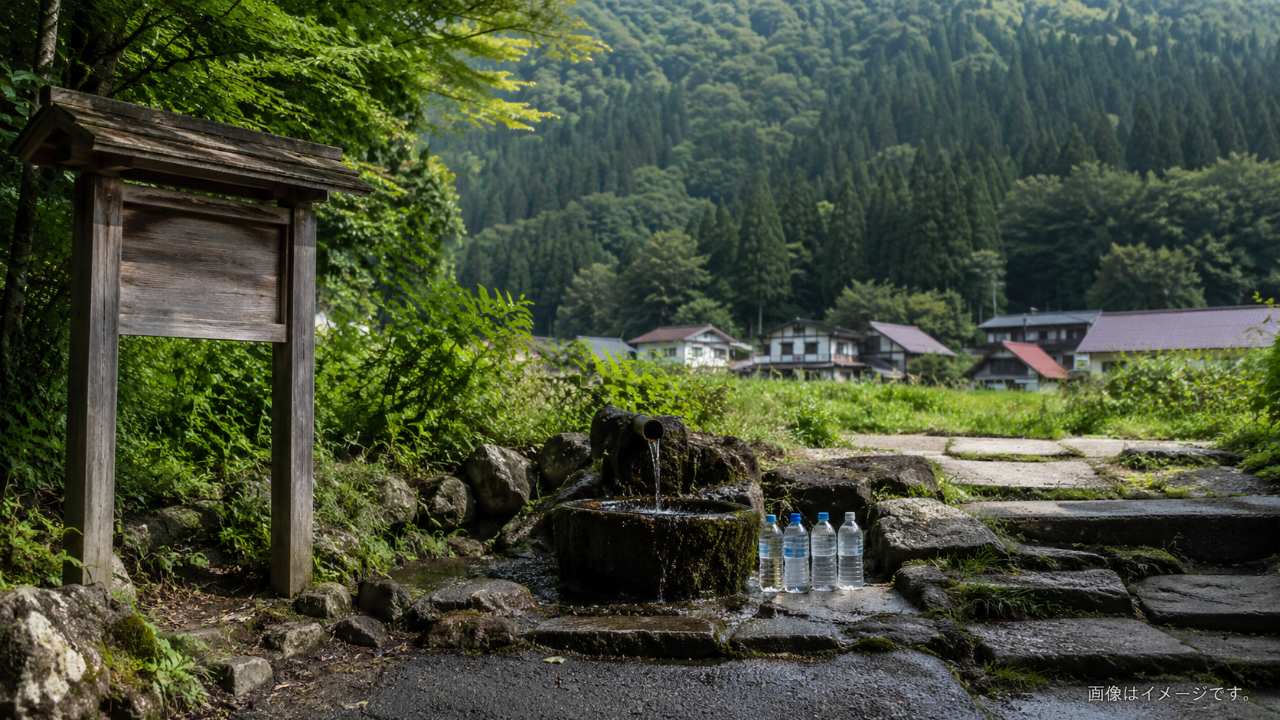 福島県奥会津を思わせる山里の湧き水場