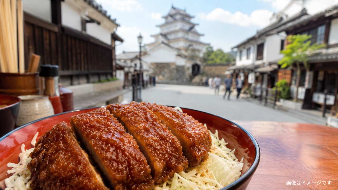 会津若松の城下町観光とソースカツ丼ランチをイメージした写真風画像