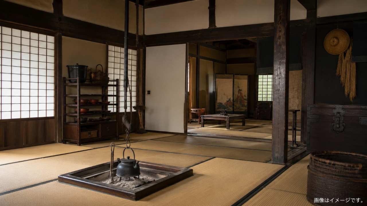 会津武家屋敷の西郷頼母邸をイメージした室内写真風画像