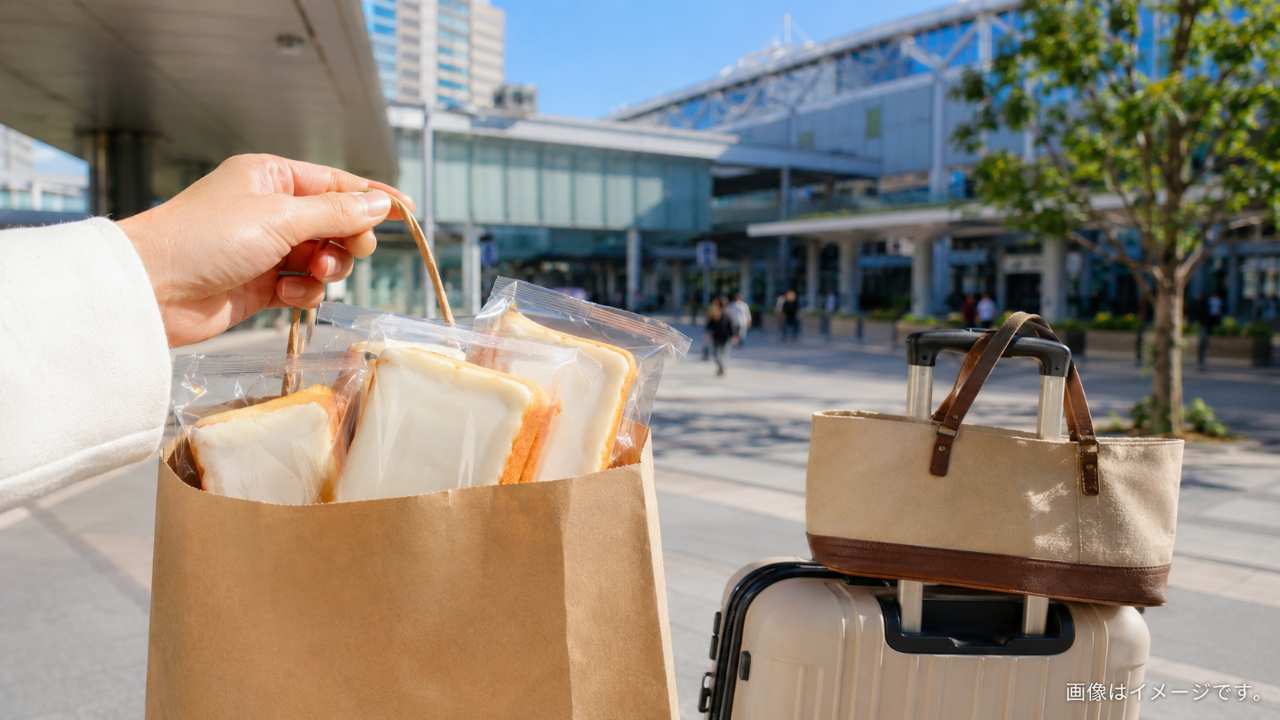 JR郡山駅周辺でご当地パンを探す旅行をイメージした実写写真風の風景