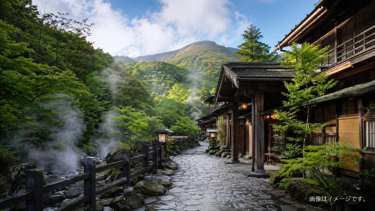 岳温泉の落ち着いた温泉旅を表現するブログ用写真