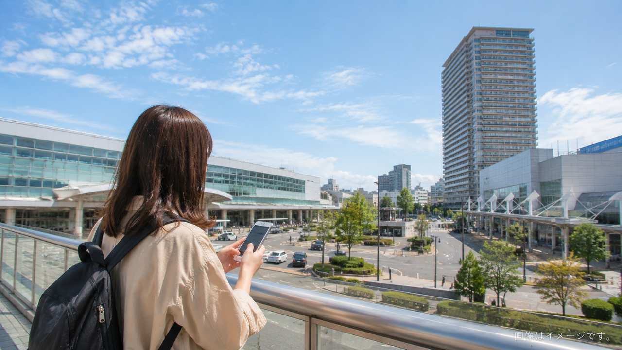 コラッセふくしま西側の一般駐車場と建物の位置関係